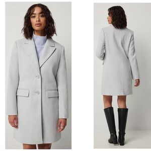 Ardene gray Buttoned Lapel Collar Brushed Midi Coat Sz M NWOT